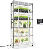 Bstrip Indoor Greenhouse with Grow Light, Mini Green House with 5 Pack T8 Full Spectrum Plant Lights, Plant Shelf with Tent for Indoor Plant, Seed Starting, Seed Tray, 35.4"x13.8"x71"