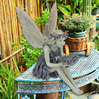 Outdoor Garden Fairy Statue Ornaments, Angel Sculpture Realistic Figurine Decor, Antique Resin Craft Home Table Decorations Lawn Yard Art Porch Patio Housewarming Garden