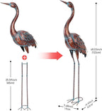 chisheen 2PCS Garden Crane Statues Outdoor Sculptures Metal Yard Art Statue for Garden Decoration Large Size Set of 2