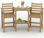 Tall Adirondack Chairs Set of 2, All Weather HDPE Poly Bar Height Balcony Adirondack Chair with Removable Double Connecting Trays, Outdoor Adirondack Barstools for Deck, Patio, Yard, Pool, Lawn