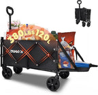 Collapsible Tailgate Wagon with Wheels, Compact Size Folding Utility Cart, 380LBS Capacity for Garden, Grocery, Beach, Camping – Portable Heavy Duty Cart