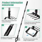 Suchtale 82 Inch Stirrup Hoe and 5-Tines Rake, Action Hoe for Weeding, 2 in 1 Scuffle Hoe with 37-82"Adjustable Handle, Hula Hoe Cultivator for Loosening Soil, Loop Hoe for Garden Weeding and Planting