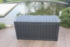 BTEXPERT 74 Gallon Resin Deck Box, Outdoor Storage Container for Patio Furniture Garden Tools Cushions Waterproof Lockable Metal Support Rods UV Resistant