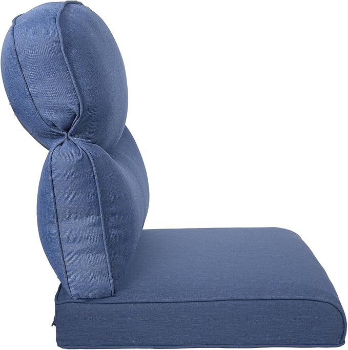 Pop 22x25/22x24 Outdoor Furniture Cushions Set of 6 - Comfortable Patio Chair Cushion for Rattan Wicker Dining Rocking Swivel Chairs Loveseat Couch L-Shape Sectional Sofa - Navy Blue/Smile