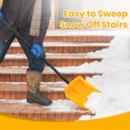 Snow Shovel for Driveway Stairs Decks Garage Snow Removal with Telescopic 52-59 inch Long Handle Lightweight Household Snow Shovel for Soft and Light Snow Removal (16 inch Wide)