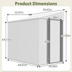 4×8 FT Outdoor Metal Storage Shed,Heavy-Duty Lean to Storage Shed with Lockable Door and Reinforced Beams,All Weather Waterproof Storage House W/2 Air Vents,for Backyard,Patio,Lawn,White