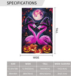 Flamingo Halloween Garden Flag Vertical Double Sided Outdoor Yard Flags 12.5x18 Inch Burlap Banners for House Lawn