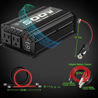 500W Modified Sine Wave Power Inverter DC 12V to AC 110V, Peak 1000Watt, Car Plug Inverter Adapter Power Converter with 4.2A Dual USB Charging Ports Black