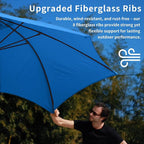 9FT Patio Umbrella with Fiberglass Ribs, Outdoor Market Table Umbrella with Crank and Tilt, UV Resistant Waterproof Canopy for Patio, Garden, Deck, Pool, Royal Blue