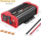 1500W Car Power Inverter 12V DC to 110V AC Car Converter Charger Adapter with Dual 3.1A USB Port and AC Outlets Quick Charging
