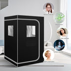 Smartmak Portable Steam Sauna, Personal Sauna Box for Home Spa, 4L Steamer, Full Body Sauna Tent with Adjustable Vision, 16 Levels, 99 Minute Timer, Remote Control, Light, Large Foldable Chair, Black