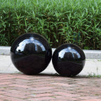 14 inch Diameter Black Gazing Ball,Black Stainless Steel Polished Reflective Smooth Garden Sphere Globe Mirror,Colorful and Shiny Addition to Any Garden or Home