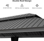 PURPLE LEAF 12' x 24' Outdoor Hardtop Gazebo with Netting and Curtains Galvanized Steel Double Roof and Aluminum Frames Permanent Wind Resistance Pavilion Gazebo for Patio Deck Garden, Light Grey