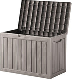 45 Outdoor Storage Box, Waterproof Resin Deck Box with Side Handles, Lockable Outdoor Bench for Indoor & Outdoor Use, Storage Bin for Patio Cushions, Garden Tools, Package Delivery, Grey