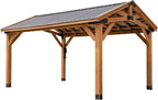 Backyard Discovery Norwood 16 ft. x 12 ft. Cedar Wood Gazebo,Thermal Insulated Steel Roof, Durable, Supports Snow Loads and Wind Speed, Rot Resistant, Backyard, Deck, Garden, Patio Light Brown