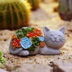 Solar Cat Garden Statue for Outdoor: Outside Sculpture Art Decor Yard Lawn Porch Backyard Ornament- Ideal Gifts for Mom Mother Women