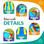 Inflatable Bounce House with Double Slide, Water Bounce Castle with Slide,Water Slide with Splash Pool, Water Cannon, Climbing Wall, Basketball Hoop, Backyard Water Slide for Kids