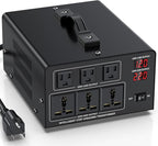 6000W Voltage Converter Transformer Step Up 110V/120V to220V/240V or Step Down 220V to 110V AC Power Converte, Circuit Breaker Protection, 3 US sockets, 3 Universal sockets, LCD Display