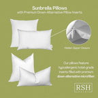 RSH DECOR: Sunbrella Square Throw Pillows Set of 4 | 20" x 20" | Water and Fade-Resistant Performance Fabric | Outdoor Pillow Covers with Down-Alternative Inserts | Made in USA (Cast Sand Tan)