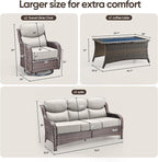 Swivel Patio Chairs sofa Set of 4 with 6" Thick Cushion - Wicker Outdoor Swivel Rocker Patio Chair ,Sofa/Glass coffee table, High Back Comfortable Outdoor Glider Chairs - Brown Wicker | Beige Cushions