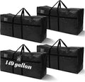 4 Pcs 149 Gallon Large Moving Bags with Zipper and Handles Foldable Storage Duffle Bags Heavy Duty Extra Large Totes for College Dorm Travel Clothes Blankets Bedding Moving (Black)