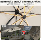 Hotime 10ft Cantilever Patio Umbrella Outdoor Heavy Duty Double Top Windproof Aluminum Offset Umbrella with 360°Rotation for Pool Garden Deck, Beige