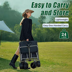 52" L Collapsible Wagon Cart Foldable, 300L 560lbs Weight Capacity, Heavy Duty Beach Wagon with Big Wheels, Shopping Carts for Grocery, Camping, Shopping, Beach, Garden Cart