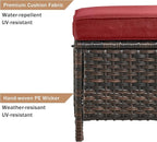 HUMMUH 5 Piece Outdoor Patio Furniture Set Wicker Conversation Bistro Set Swivel Rocking Chairs with Side Table and Ottomans for Backyard, Porch, Balcony