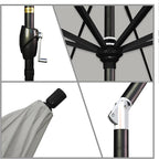 California Umbrella GSPT908302-5402 9' Round Aluminum Market, Crank Lift, Push Button Tilt, Black Pole, Sunbrella Granite