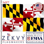 Maryland States Flag 3x5 Outdoor Made in USA - Double Sided Heavy Duty Vivid Color Maryland MD Flags with 2 Brass Grommet