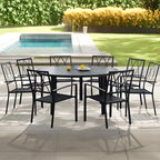 Outdoor Dining Chairs Set of 8, Aluminum Frame Stackable Patio Dining Chairs with Armrest, Wrought Iron Patio Bistro Chairs for Lawn, Backyard, Garden, Porch