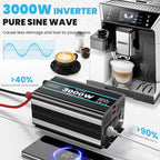 3000W Power Inverter Pure Sine Wave Inverter 12V DC to 110V AC Car Inverter with USB Ports,3 AC Outlets, LCD Display, Remote Controller for Car, Truck, Home, Vehicles, Boat, Power Outage
