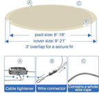 ECOOPTS 17 ft Waterproof Round Polyester Pool Cover for Above Ground Pools, Swimming Pool Cover Protector Winter Safety Cover (Beige)