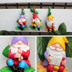 3 PCS Gnome Playing Music, Climbing Gnomes Tree Faces Decor Outdoor for Yard, Gnomes Statue, Outdoor Fairy Garden Resin Crafts, Flower Pot Landscape Dwarf, Micro Landscape Pendant Ornaments