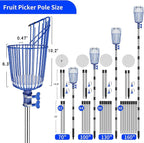 Fruit Picker Pole with Basket Segmented Fruit Picker Pole Tool for Apple Avocado Cherry Lemon Mango Orange Peach Picking(40-100")