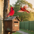HUYIENO 5PCS Vivid Metal Birds Fence Decor Color Painted Outdoor Garden Natural Bird 2D Sculptures for Outdoor Fences, Patio, Garden and Bird Lovers (Cardinal)