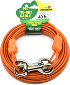 IntelliLeash 40FT Tie-Out Cables for Dogs - Strong, Safe, and Durable Dog Tie-Outs for Small Dogs up to 125 Pounds - Weather and Wear Resistant Galvanized Aircraft Cable for Outside Use