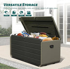 Domi 160 Gallon Outdoor Storage Box – Waterproof, UV-Resistant Deck Box with Lockable Lid for Patio Furniture, Garden Tools, Delivery Packages (Large Resin Storage Bin）