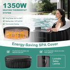 DoCred 1-2 Person Inflatable Hot Tub, 75" X 47" X 25" Oval Blow Up Portable Hot Tub with 100 Bubble Jets, Large Outdoor Spa Bathtub Set Included Heater Pump, Insulated Cover and Side Table