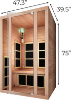 JNH Lifestyles 2-Person Ensi Cedar Home Infrared Sauna Ultra-Low EMF with Red Light Therapy – Indoor Personal Wellness Spa for House and Gym