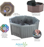 AquaLife Invi 5-Person Hot Tub with 11 Hydro Jets, LED Lighting & Insulated Cover – Non-Lounger Spa for Relaxation & Therapy