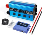 2000W Pure sine Wave Inverter 4000W (Peak) DC 12V to AC 110V/120V Converter with LCD Display Wireless/Wired Remote Control 3AC Outlets and 4USB for Camping RV Travel Off-Grid Solar Systems