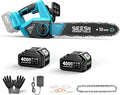 SEESII Chainsaw Cordless 12-inch, Handheld Chain Saw with 2 * 4.0Ah Batteries, Electric Saw with Tool-free Chain Tension, Auto Oiling for Wood Cutting Trimming Branch