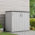 KINYING Outdoor Horizontal Storage Sheds,37 Cu.ft Outdoor Storage Cabinet Waterproof Resin Tool Storage Box for Lawn Mower,Garden Tools and Patio Furniture, Lockable (Grey)
