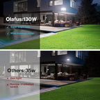 Olafus 130W Flood Lights Outdoor, 13000LM Super Bright LED Flood Light, IP65 Waterprooof Outdoor Flood Light Fixture, 3 Adjustable Heads, 6500K Exterior Security Lights for Yard, Garage, White