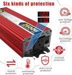 IERBJ 1100W Power Inverter, DC 12V to AC 110V, 2600W Peak Power, LED Display, Pure Sine Wave,Cooling Fan,for Vehicles,Car,RV,Truck,Ship