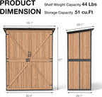 Outdoor Storage Shed with Floor, Waterproof Storage Cabinet with Metal Frame, Adjustable Shelves, Garden Shed for Backyard Garden Patio Lawn - Light Brown
