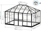 Jocisland 14x9.5x9 FT Polycarbonate Greenhouse with Clear Panels- 6 FT Wall Height Outdoor Aluminum Greenhouses with 2 Vents, Double Doors with Hook, Walk-in Greenhouse for Backyard Garden