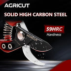 AGRICUT Pruning Shears Bypass Pruners - 4/5 Inch Cut Capacity Hand Clippers Gardening Scissors with High Carbon Steel Blade Teflon Coated Nylon Handle Red