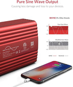 BESTEK 300Watt Pure Sine Wave Power Inverter - DC 12V to AC 110V Car Plug Inverter Adapter, Power Converter with 4.8A Dual USB Charging Ports and 2 AC Outlets Car Charger